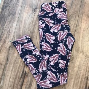 HTF Ballet Slipper Lularoe Leggings- Navy and Pink